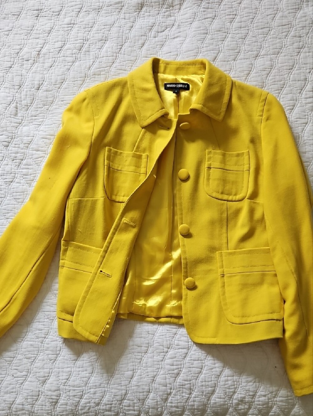 Mango Bright Yellow Button-Front Blazer Jacket